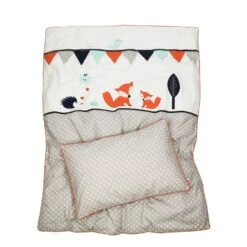 Kinderbettwäsche "FUCHS & IGEL" In Grau/Orange - (L) 135 X (B) 100cm