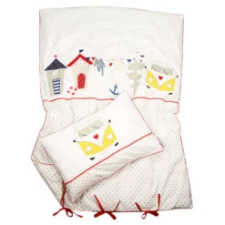 Kinderbettwäsche "STRANDHAUS & Co." In Maritim/Gelb - (L) 135 X (B) 100cm