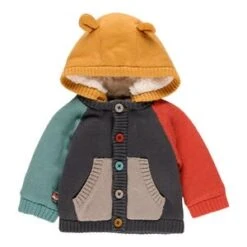 BOBOLI Strickjacke Kapuze Mit Ohren Und Plüschfutter In Mehrfarbig