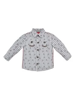 Trachtenhemd In Grau/ Weiß