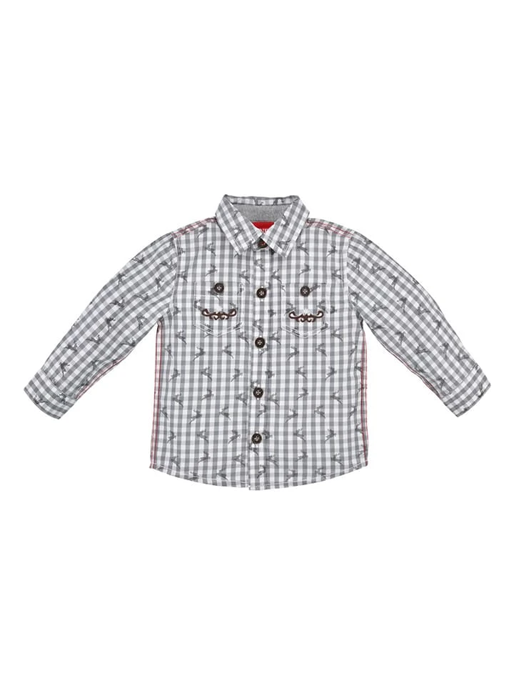 Trachtenhemd In Grau/ Weiß 3 Trachtenhemd In Grau/ Weiß