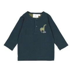 Shirt Langarm Henley Dino In Blau