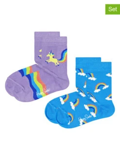 Happy Socks 2er-Set: Socken "Rainbows" In Lila/ Blau