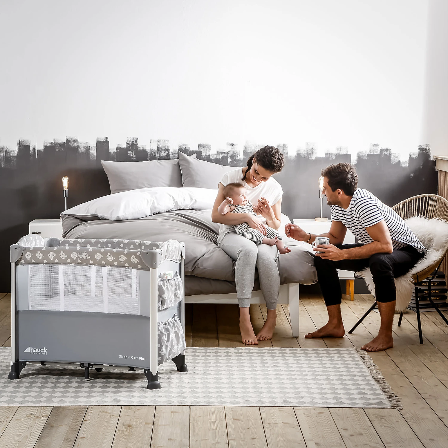 HAUCK Beistellbett Sleep N Care Plus, Teddy Grey 5 HAUCK Beistellbett Sleep N Care Plus, Teddy Grey – Bild 3