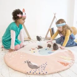 Spielmatte "Kleiner Wolf" In Mint - Rund - (Ø) 100 Cm -Babyartikelgeschäft julica spielmatte kleiner wolf in mint rund o 100 cm 2