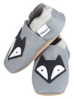 Leder-Krabbelschuhe "Fuchs" In Grau -Babyartikelgeschäft kindsgut leder krabbelschuhe fuchs in grau 2
