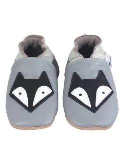 Leder-Krabbelschuhe "Fuchs" In Grau