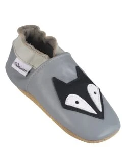 Leder-Krabbelschuhe "Fuchs" In Grau -Babyartikelgeschäft kindsgut leder krabbelschuhe fuchs in grau 4