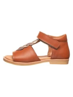 Leder-Sandalen In Hellbraun