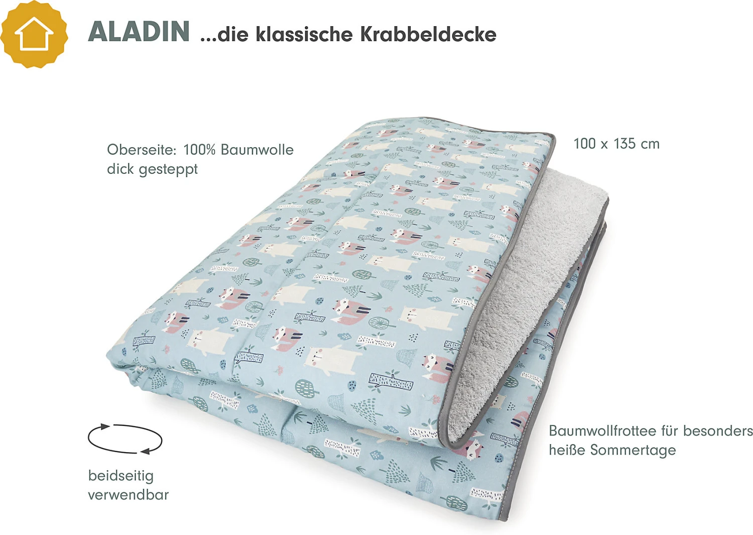 ALADIN Krabbeldecke - Foret, 100 X 135 Cm 4 ALADIN Krabbeldecke - Foret, 100 X 135 Cm – Bild 2