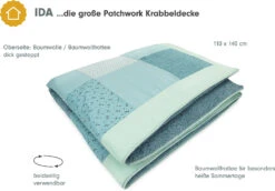 IDA Patchwork-Krabbeldecke - Prisma, Mint, 100 X 140 Cm -Babyartikelgeschäft liebes von priebes ida patchwork krabbeldecke prisma mint 100 x 140 cm 1