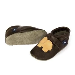 Krabbelschuhe / Lederpuschen Mit Elefant In Dunkelbraun / Apricot -Babyartikelgeschäft pantau its a small world krabbelschuhe lederpuschen mit elefant in dunkelbraun apricot 2
