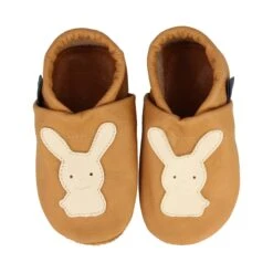 Krabbelschuhe / Lederpuschen Mit Hase In Caramel / Beige -Babyartikelgeschäft pantau its a small world krabbelschuhe lederpuschen mit hase in caramel beige 1