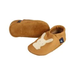 Krabbelschuhe / Lederpuschen Mit Hase In Caramel / Beige -Babyartikelgeschäft pantau its a small world krabbelschuhe lederpuschen mit hase in caramel beige 2