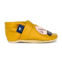 Krabbelschuhe / Lederpuschen Mit Schnecke In Gelb / Dunkelbraun -Babyartikelgeschäft pantau its a small world krabbelschuhe lederpuschen mit schnecke in gelb dunkelbraun 3