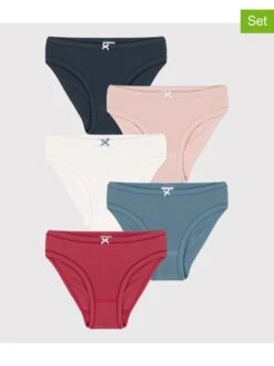 PETIT BATEAU 5er-Set: Slips In Blau/ Rot/ Weiß