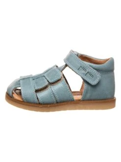 Pom Pom Leder-Halbsandalen In Türkis