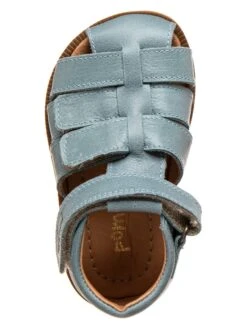 Pom Pom Leder-Halbsandalen In Türkis -Babyartikelgeschäft pom pom leder halbsandalen in turkis 3