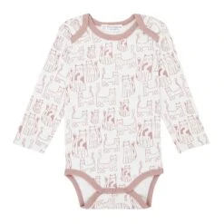 Sense Organics Bio Baby Langarm Body "Yvon" In Weiß-Altrosa