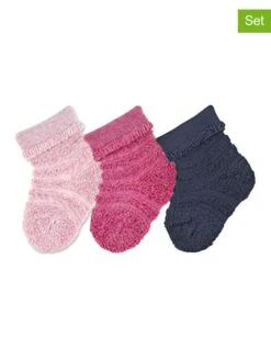 Sterntaler 3er-Set: Babysocken In Pink/ Dunkelblau