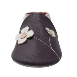 Leder-Krabbelschuhe "2-Blumen" In Dunkellila -Babyartikelgeschäft yalion leder krabbelschuhe 2 blumen in dunkellila 4